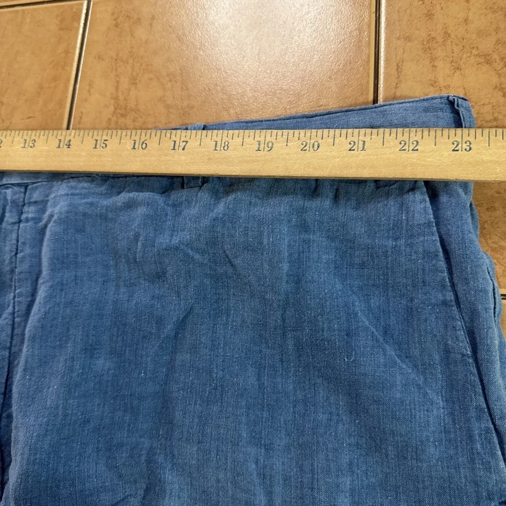 Polo Ralph Lauren Shorts Mens Sz 46B BIG‎ Classic Fit Blue 100% Linen Chambray